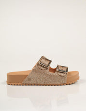 SANDALIAS ZAXY PALA HEBILLAS GLIT.BEIGE en color Oro