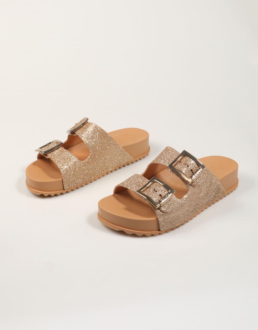SANDALIAS ZAXY PALA HEBILLAS GLIT.BEIGE en color Oro