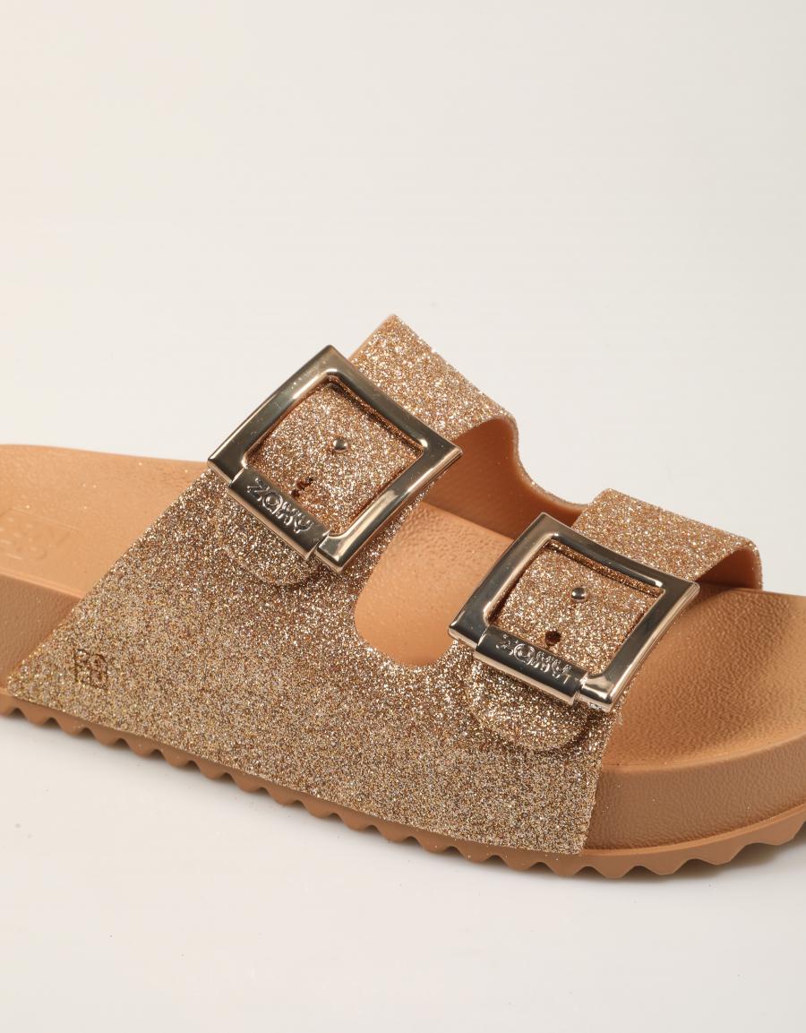 SANDALIAS ZAXY PALA HEBILLAS GLIT.BEIGE en color Oro