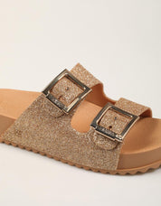 SANDALIAS ZAXY PALA HEBILLAS GLIT.BEIGE en color Oro