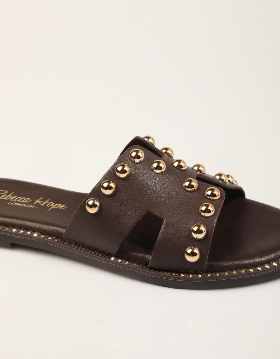 SANDALIAS REBECCA HOPE PALA BOLAS KAKAO en color Marron