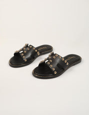 SANDALIAS REBECCA HOPE PALA BOLAS BLACK en color Negro