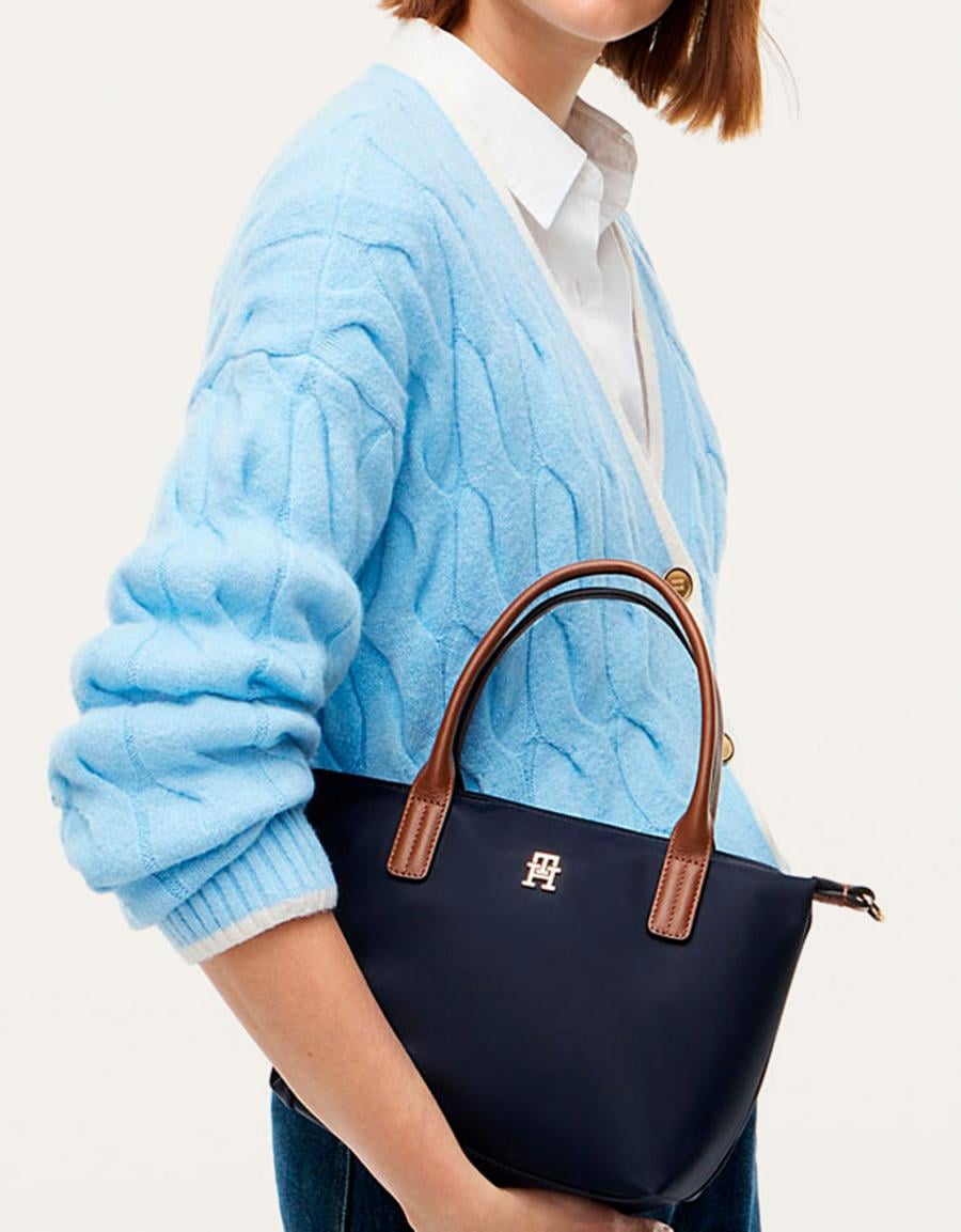 BOLSOS TOMMY HILFIGER MINI TOTE S.BLUE AW0AW17709 en color Marron