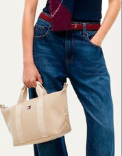 BOLSO TOMMY HILFIGER MINI TOTE WHITE CLAY AW0AW19044 en color Hielo