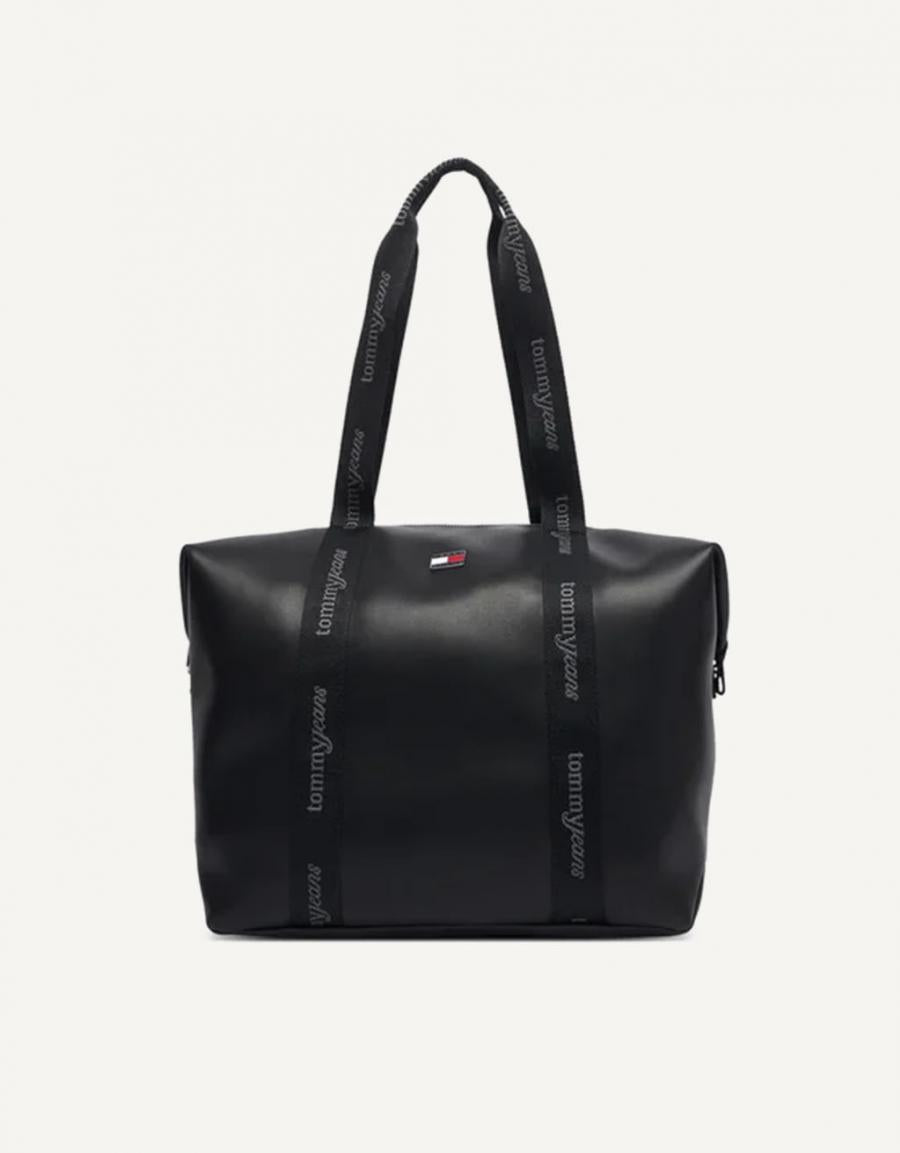 BOLSOS TOMMY HILFIGER ELEVATED TOTE BLACK AW0AW19046 en color Negro
