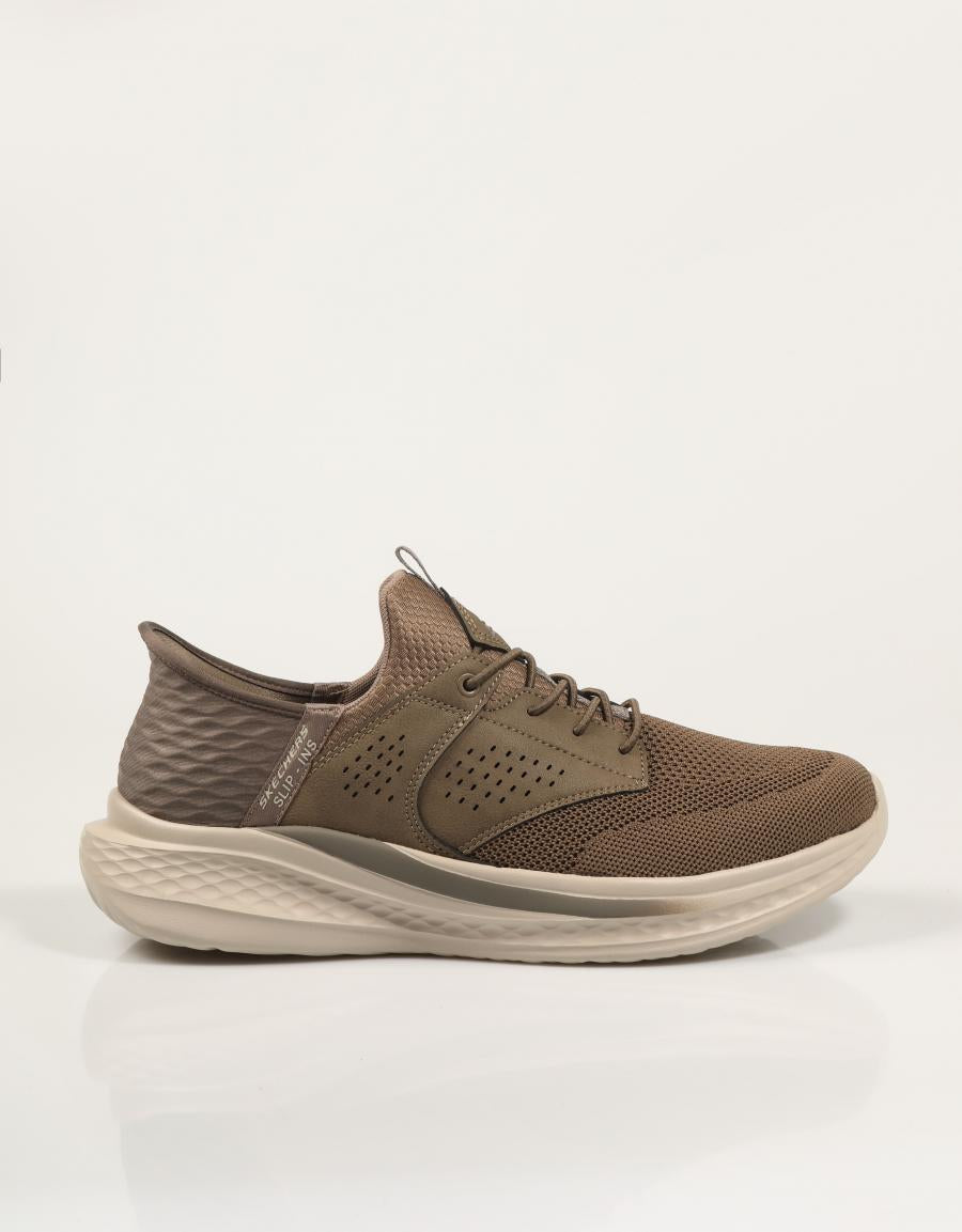 ZAPATILLAS SKECHERS SLIP INS RELAXED KHAKI 210889 en color Kaki