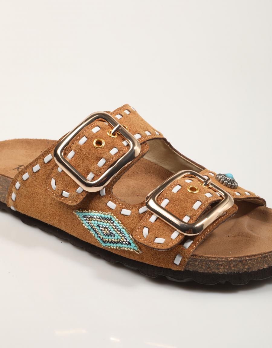 SANDALIAS REBECCA HOPE 2 HEBILLAS MULTI ETNICO CUOIO 01824318 en color Cuero