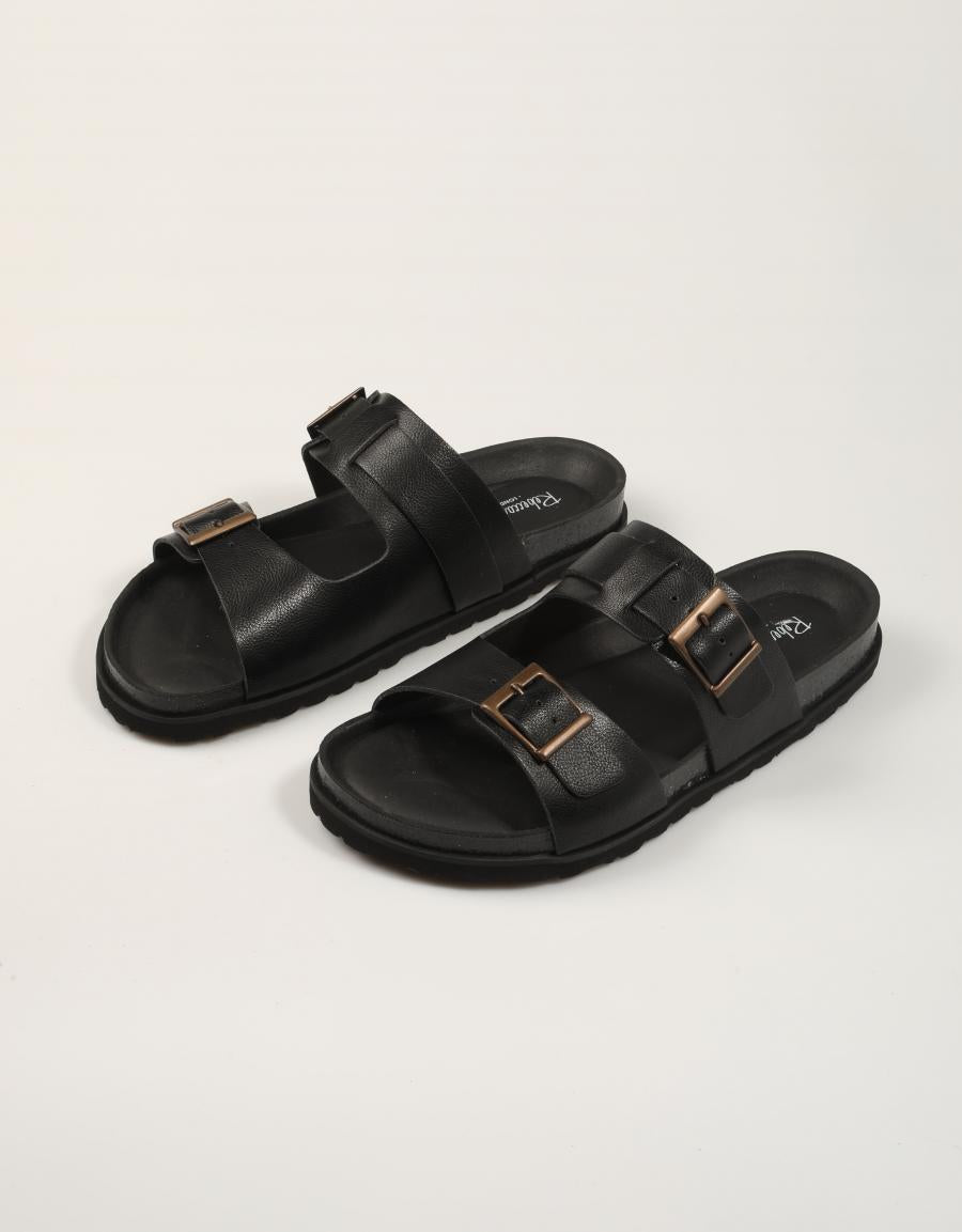 SANDALIAS REBECCA HOPE 2  HEBILLAS BLACK en color Negro