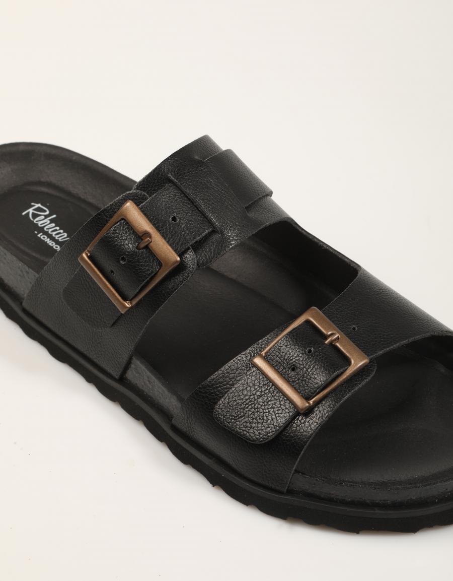 SANDALIAS REBECCA HOPE 2  HEBILLAS BLACK en color Negro