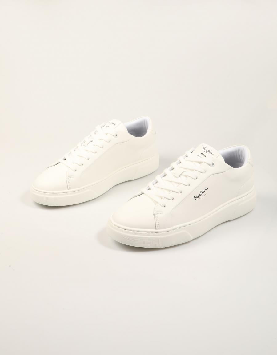 ZAPATILLAS PEPE JEANS COLINS BASIC PMS000067 WHITE en color Blanco