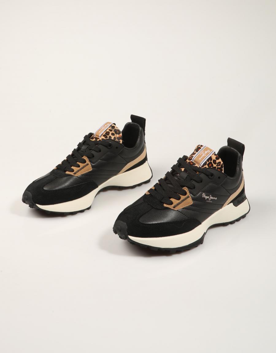 ZAPATILLAS PEPE JEANS LUCKY FIERCE PLS600067 BLACK en color Negro
