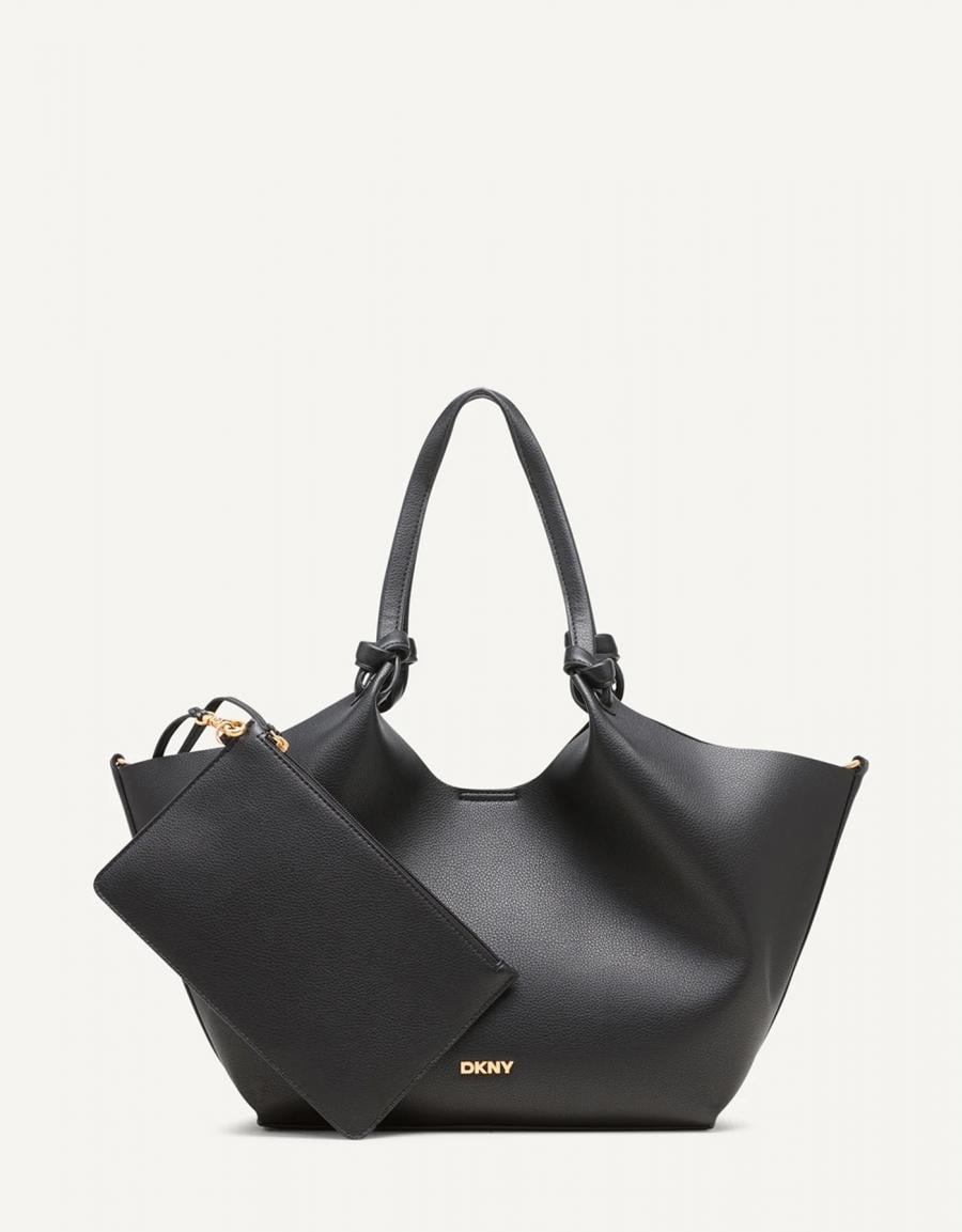 BOLSO DKNY PAULA MD TOTE BLACK/GOLD R42BAE49 en color Negro