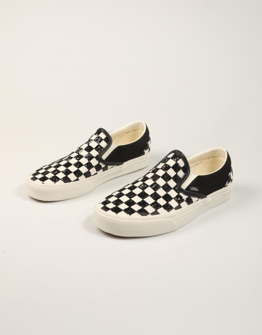 ZAPATILLAS VANS SLIP ON WHITE/BLACK en color Negro