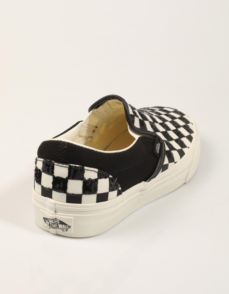 ZAPATILLAS VANS SLIP ON WHITE/BLACK en color Negro
