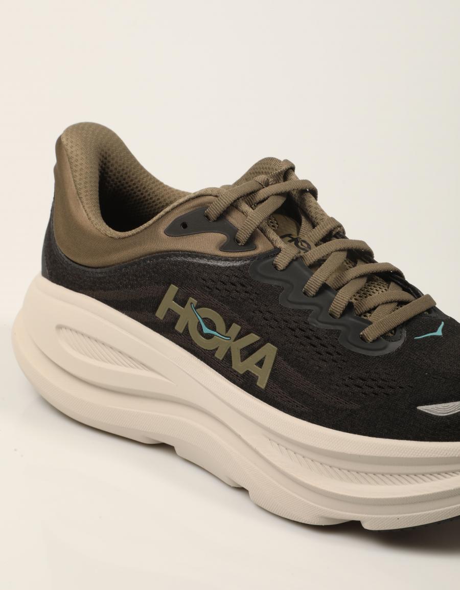 ZAPATILLAS HOKA BONDI 9 BLACK/GREY 1162011 en color Marron
