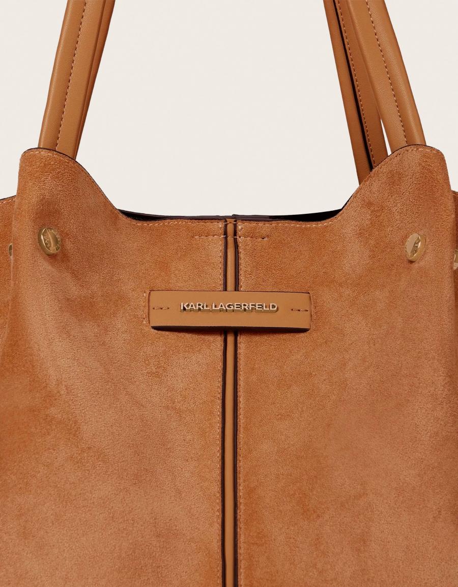 BOLSO KARL LAGERFELD PIERCED MD TOTE DARK TAN B4W30359 en color Cuero