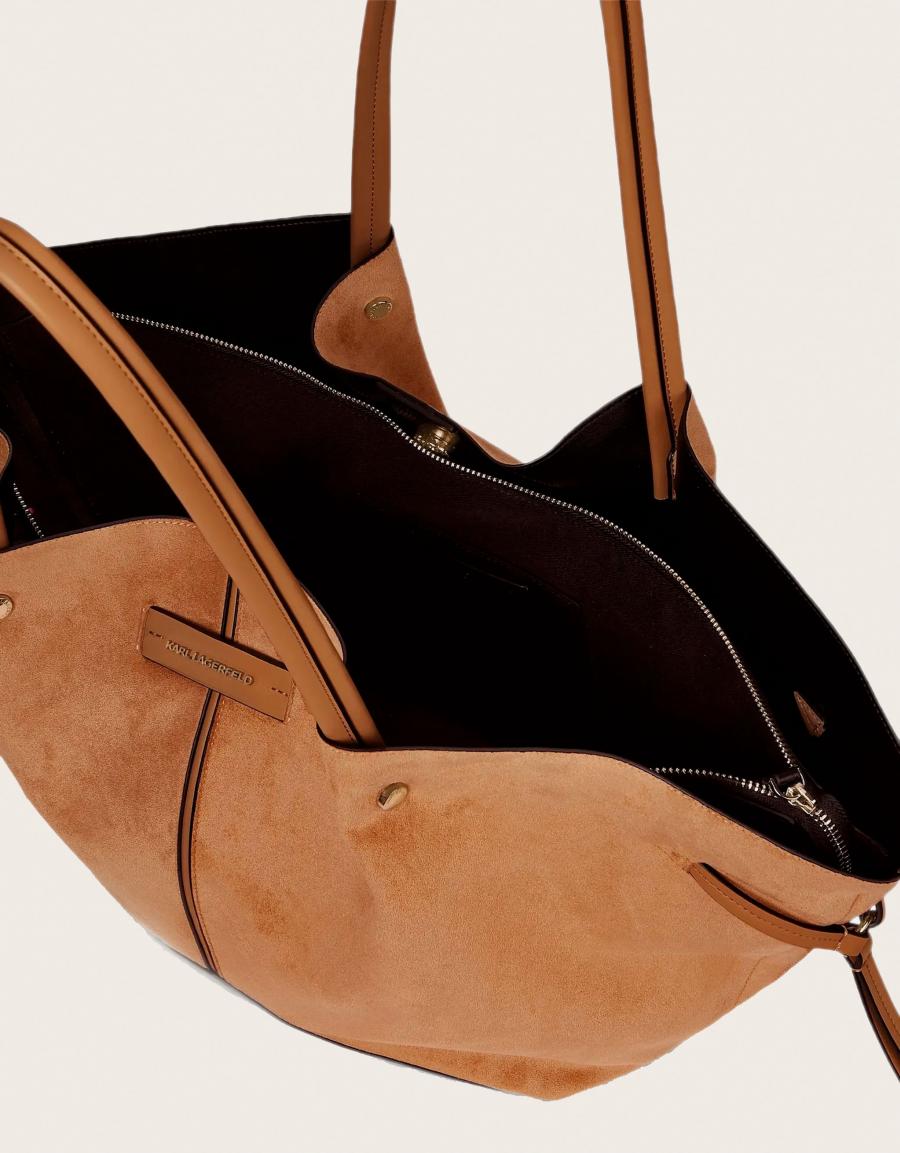 BOLSO KARL LAGERFELD PIERCED MD TOTE DARK TAN B4W30359 en color Cuero