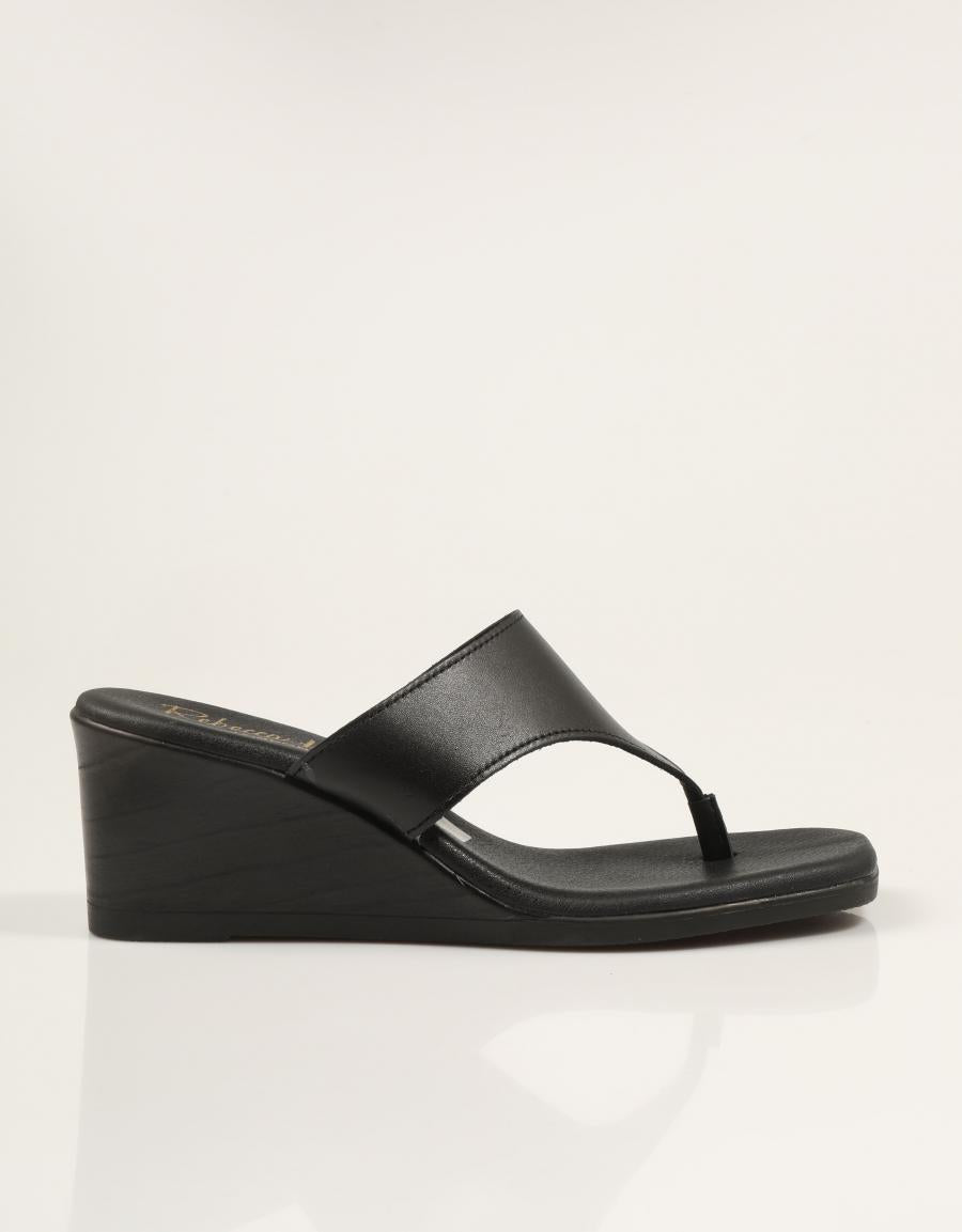 SANDALIAS REBECCA HOPE ESCLAVA CUÑA BLACK en color Negro