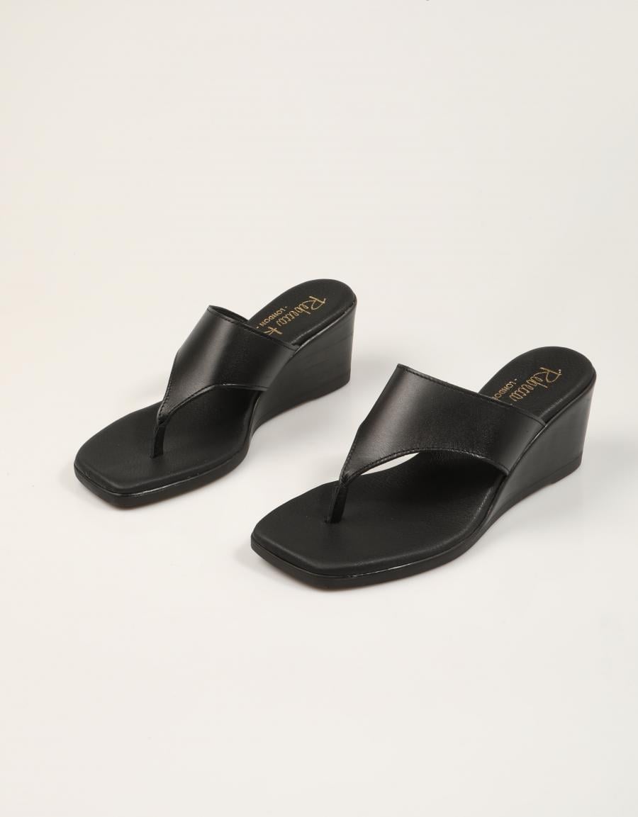 SANDALIAS REBECCA HOPE ESCLAVA CUÑA BLACK en color Negro