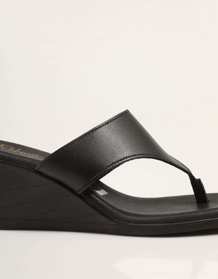 SANDALIAS REBECCA HOPE ESCLAVA CUÑA BLACK en color Negro