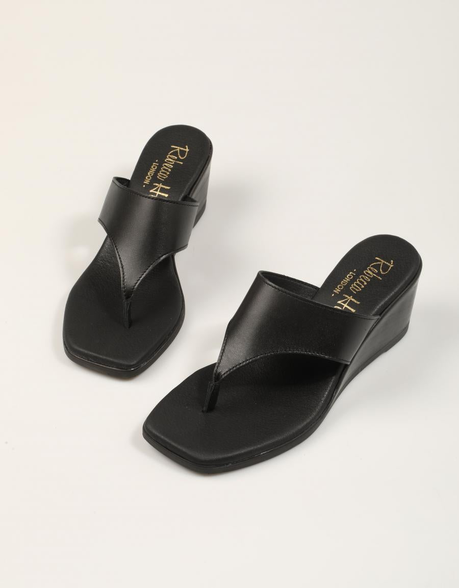 SANDALIAS REBECCA HOPE ESCLAVA CUÑA BLACK en color Negro