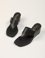 SANDALIAS REBECCA HOPE ESCLAVA CUÑA BLACK en color Negro