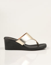SANDALIAS REBECCA HOPE ESCLAVA CUÑA CHAMPÁN en color Oro