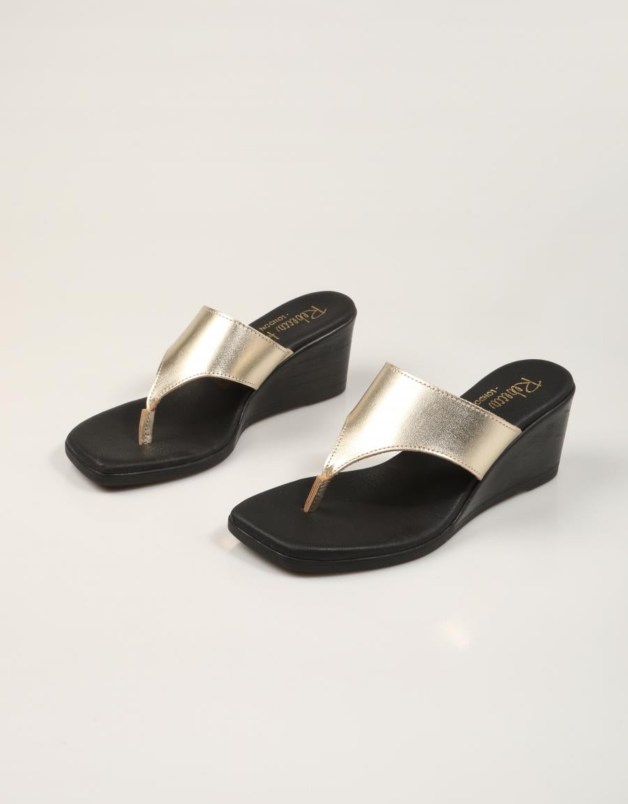 SANDALIAS REBECCA HOPE ESCLAVA CUÑA CHAMPÁN en color Oro