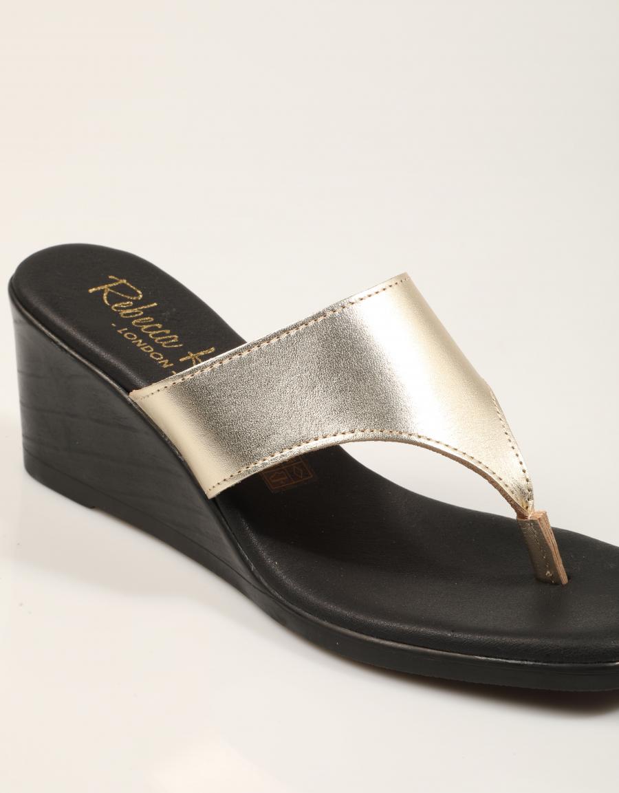 SANDALIAS REBECCA HOPE ESCLAVA CUÑA CHAMPÁN en color Oro
