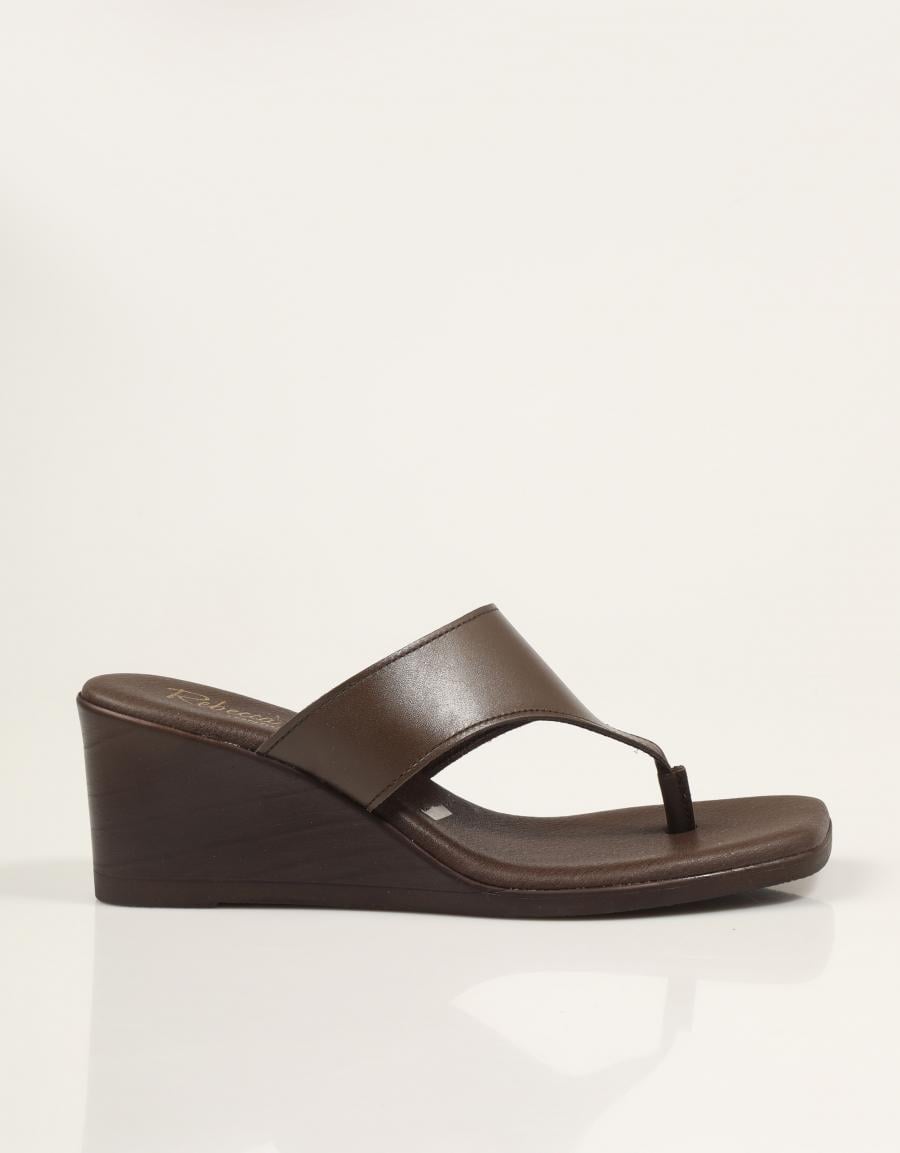 SANDALIAS REBECCA HOPE ESCLAVA CUÑA MARRÓN en color Marron