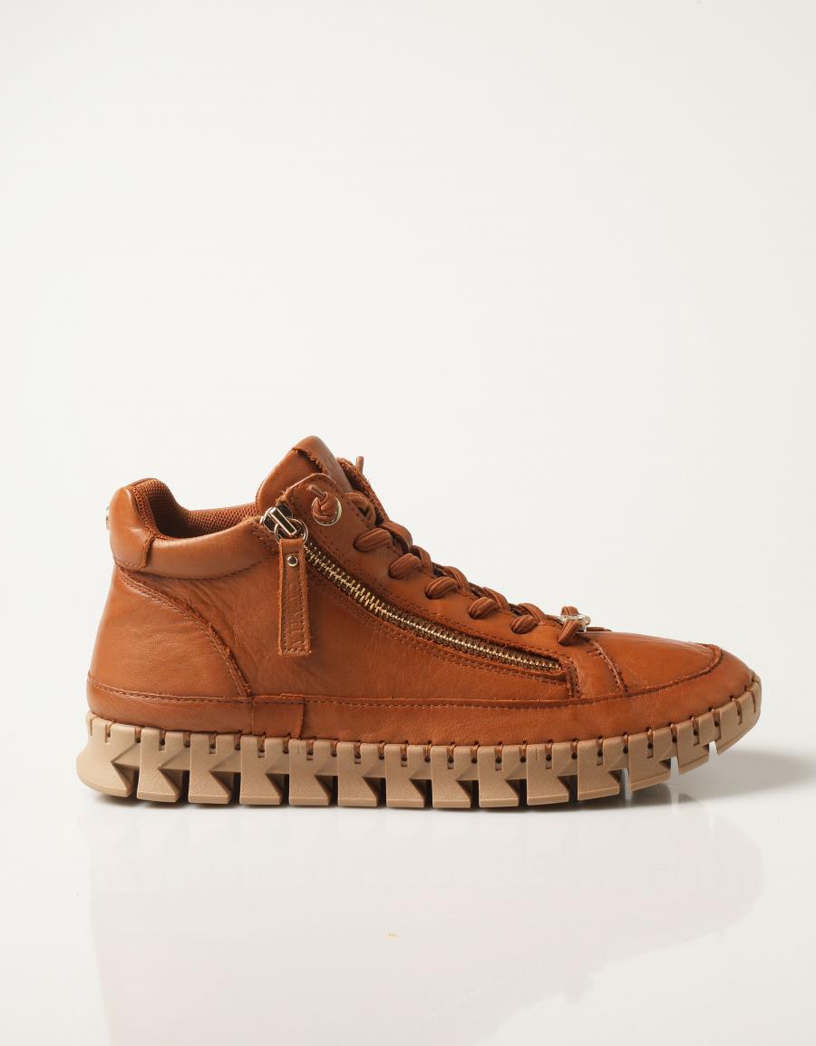ZAPATILLAS CARMELA BOTIN CREMALLERA CAMEL en color Cuero
