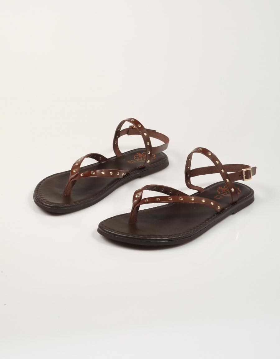 SANDALIAS PORRONET ESCLAVA TACHAS MOKA en color Marron