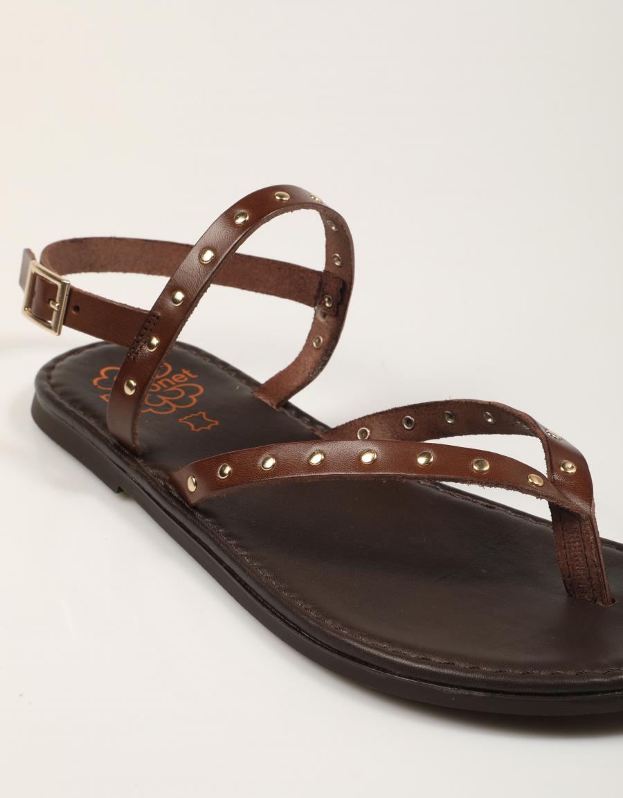 SANDALIAS PORRONET ESCLAVA TACHAS MOKA en color Marron