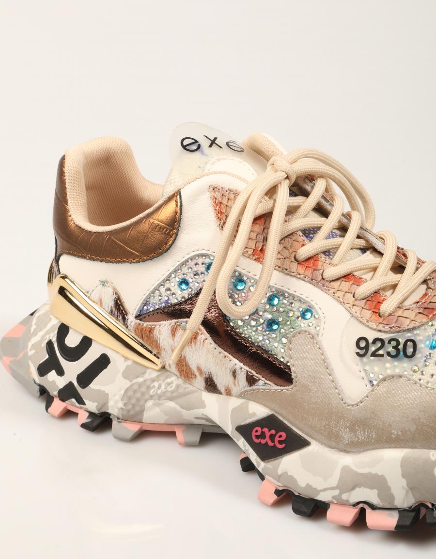 ZAPATILLAS EXE SNEAKER LEA BEIGE BRONZE en color Multicolor