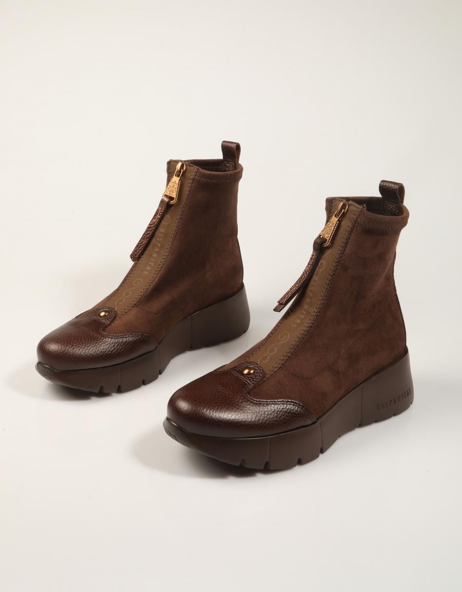 BOTINES HISPANITAS BOTIN CREMALLERA ESPRESSO en color Marron