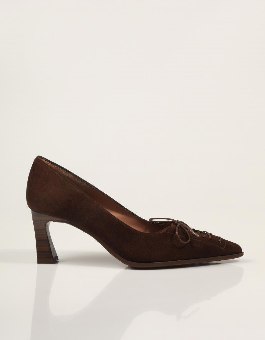 ZAPATOS VESTIR HISPANITAS SALON VELOUR ESPRESSO en color Marron