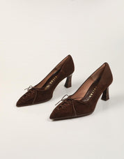 ZAPATOS VESTIR HISPANITAS SALON VELOUR ESPRESSO en color Marron