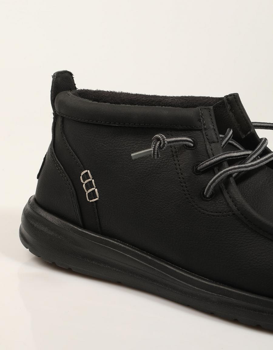 BOTINES DUDE WALLY MID HD42051 BLACK en color Negro