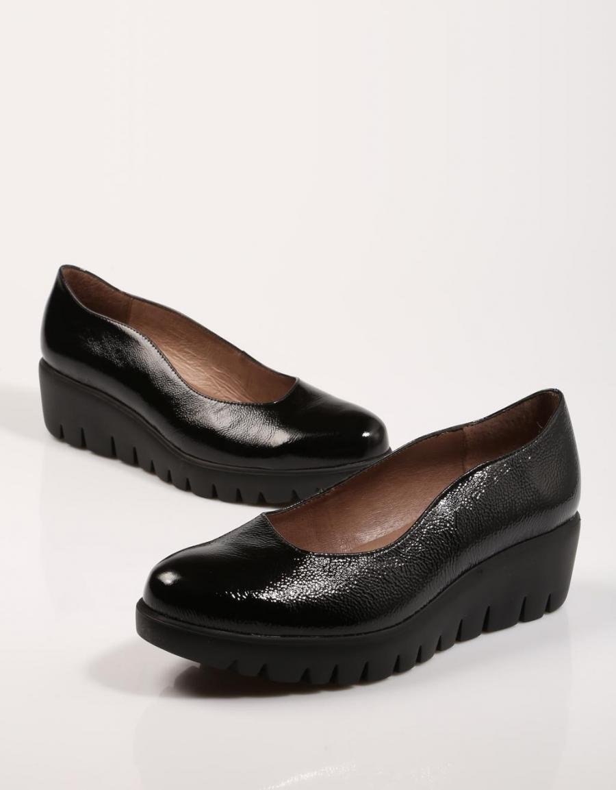 Zapatos negros mujer cuña cómoda - Wonders C-33100 negro