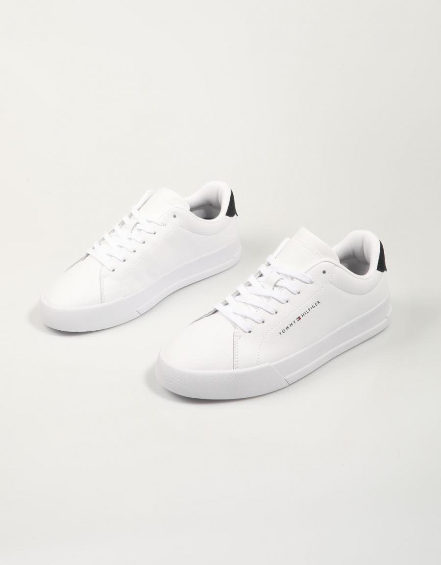 TOMMY HILFIGER Th Court Leather Grain Ess White