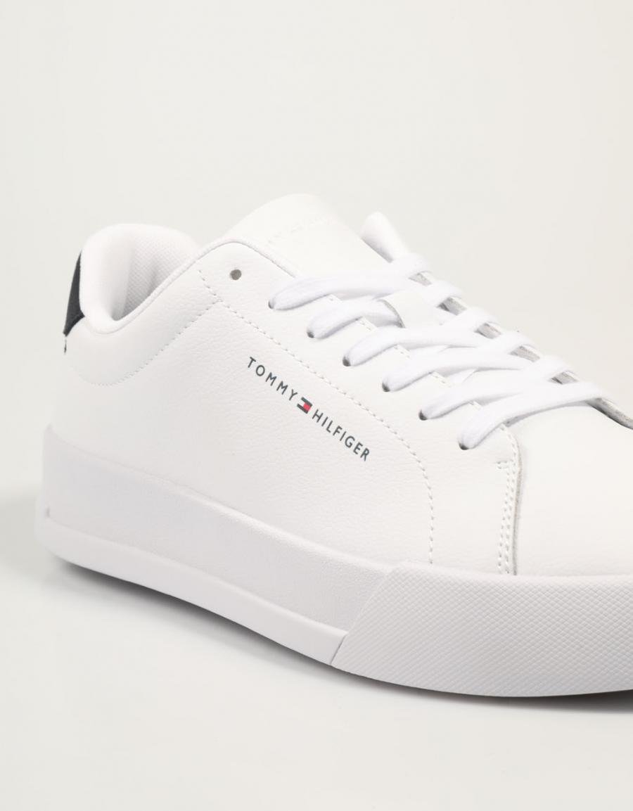 TOMMY HILFIGER Th Court Leather Grain Ess White